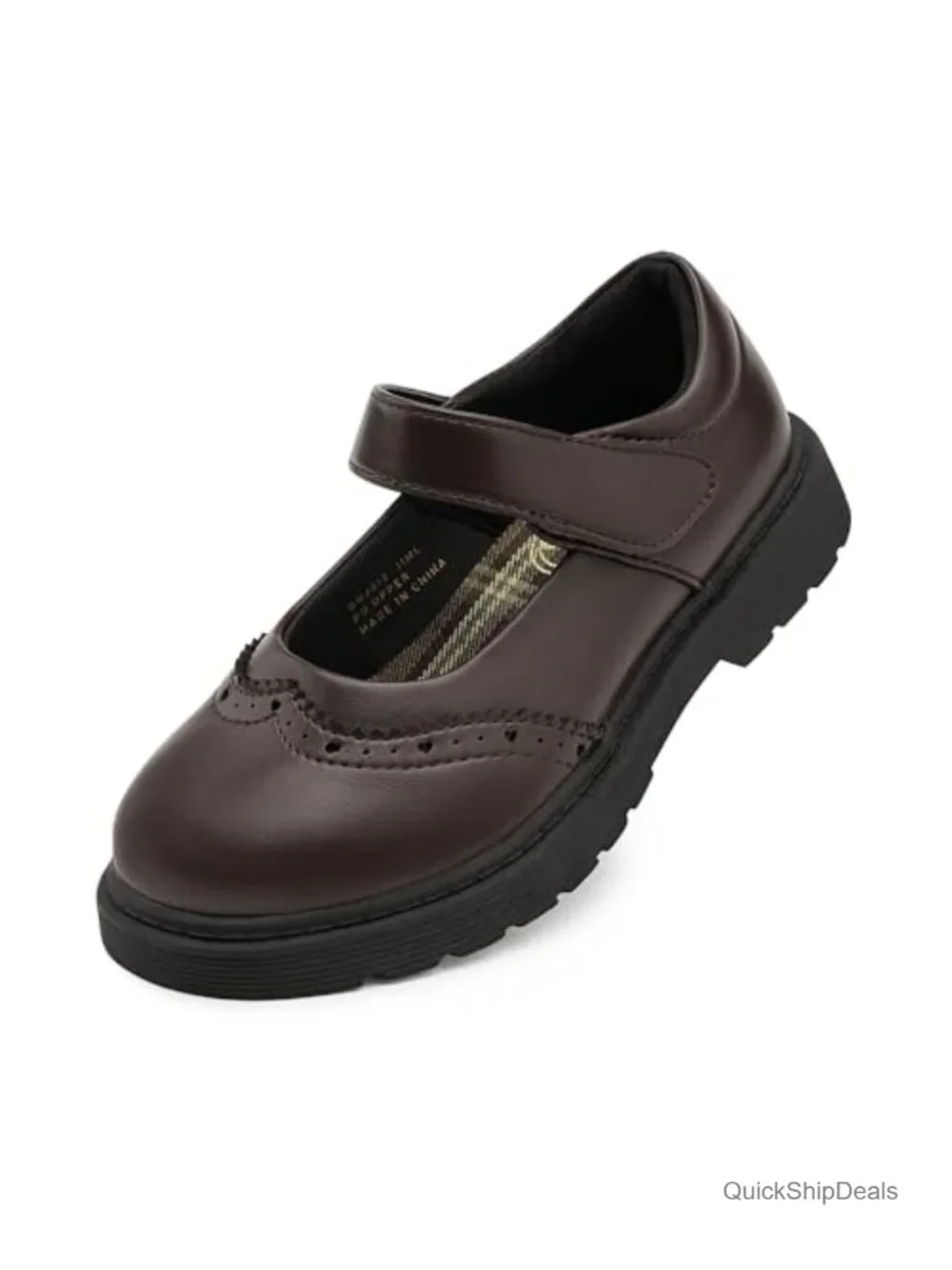 Girls Chunky Oxford Mary Jane Flats School Uniform Shoes Faux Leather